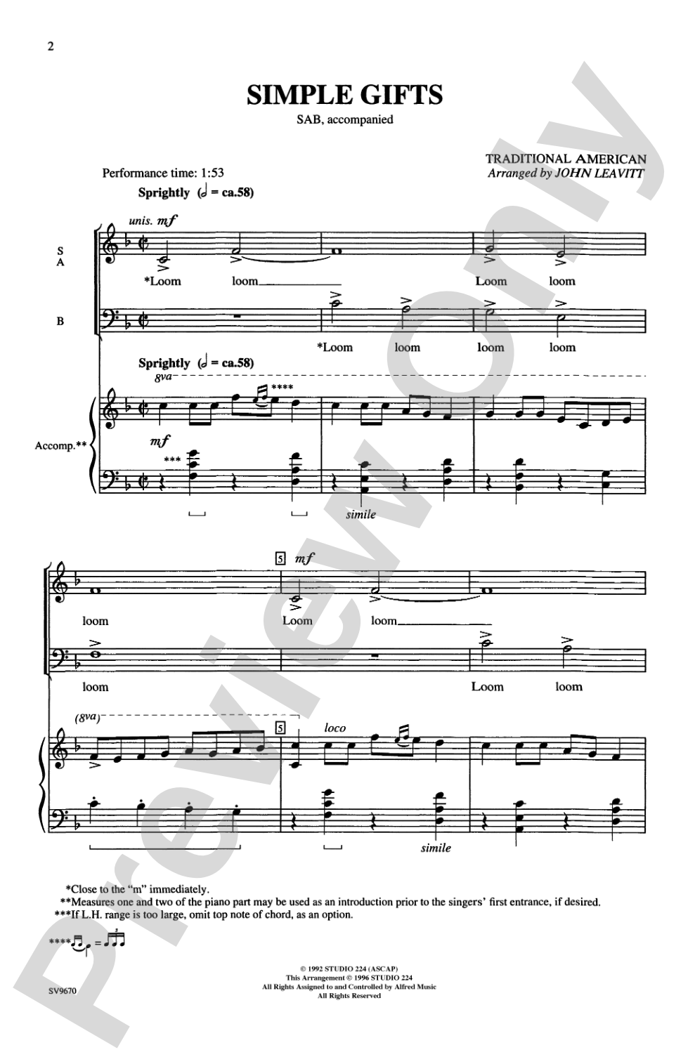 Simple Gifts: SAB Choral Octavo