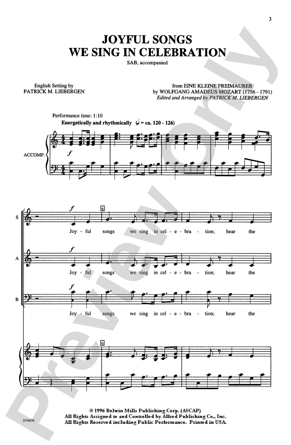 Joyful Songs We Sing in Celebration: SAB Choral Octavo