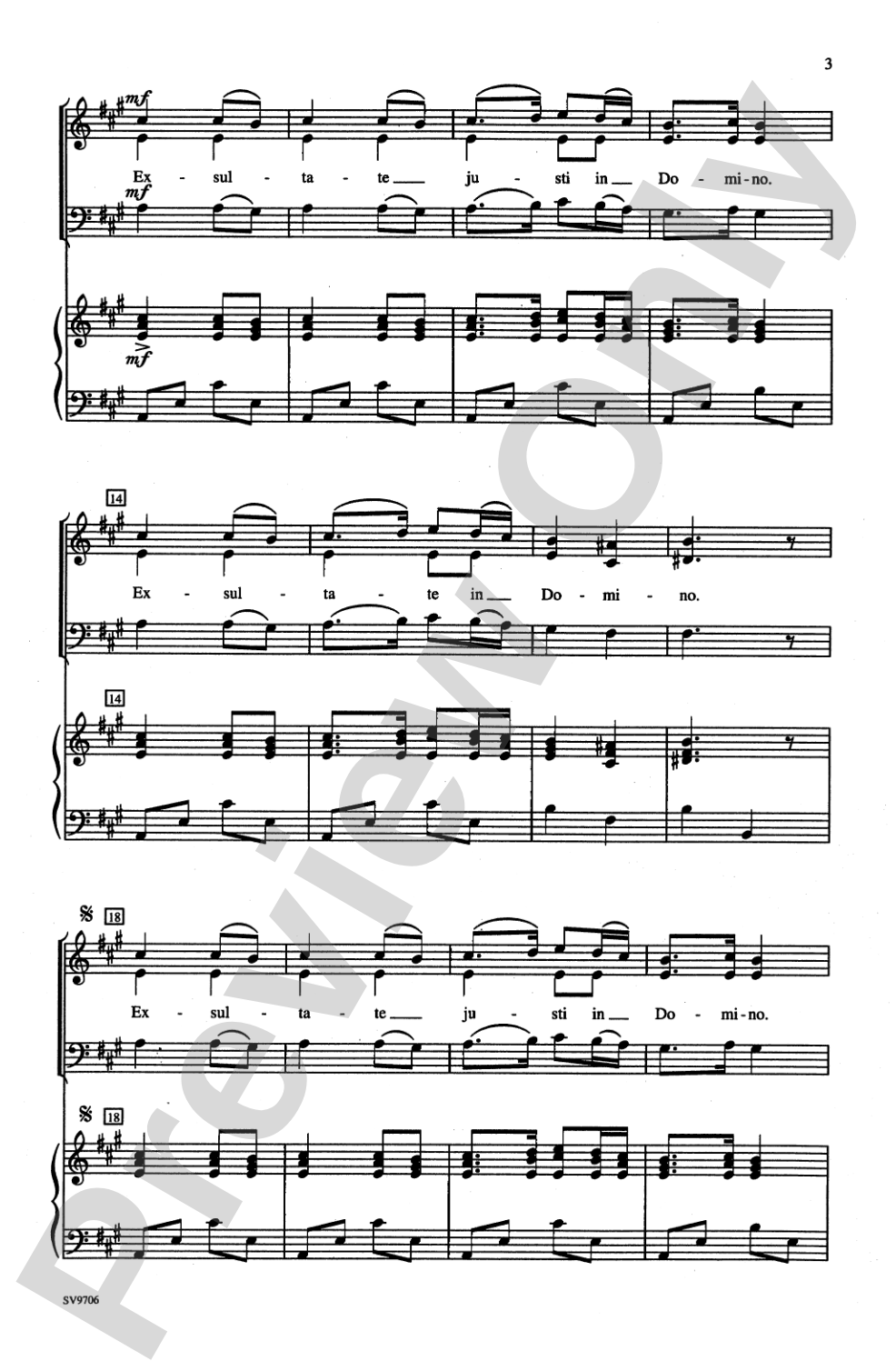 Exsultate Justi: SAB Choral Octavo
