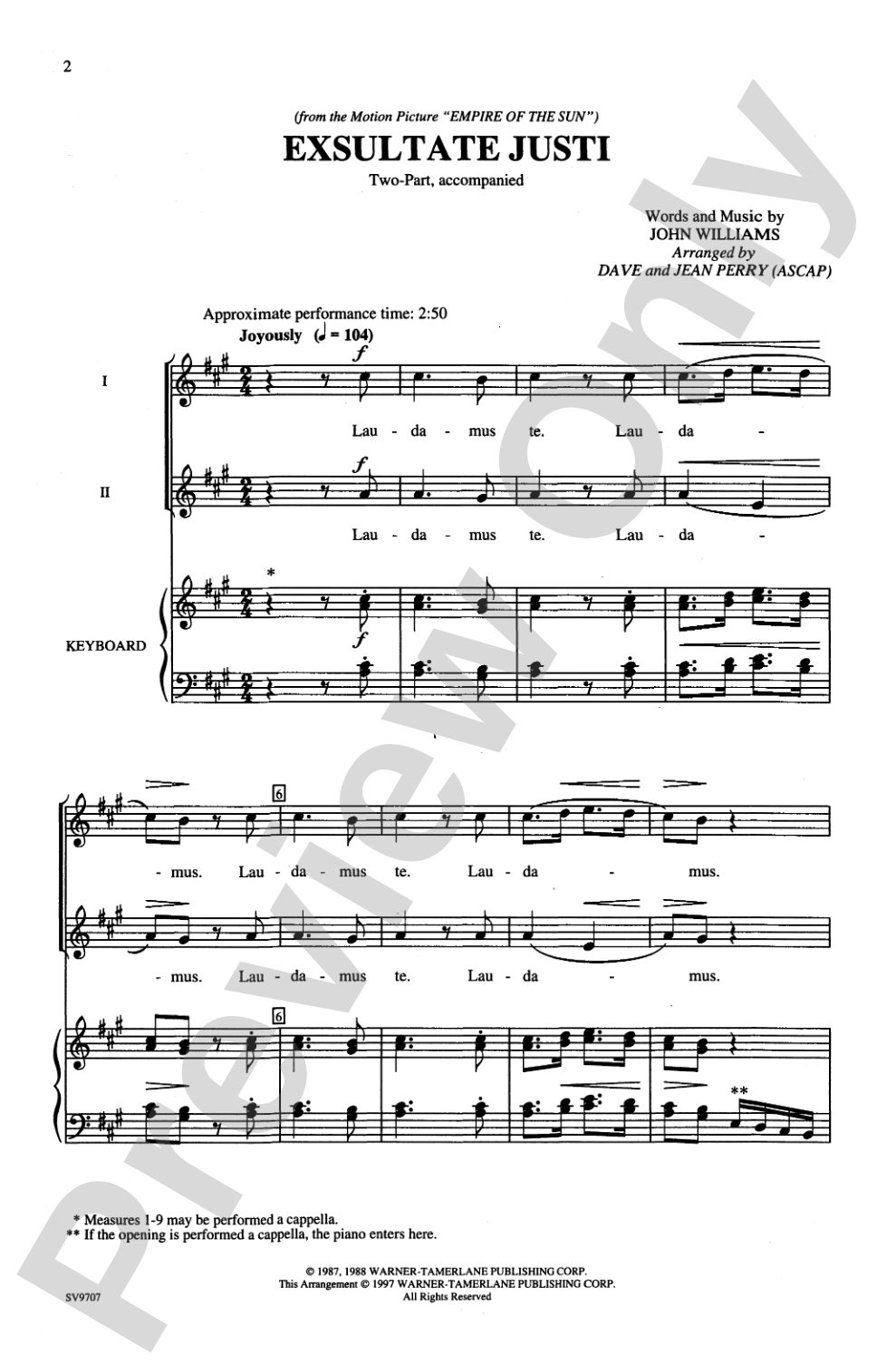 Exsultate Justi: 2-Part Choral Octavo
