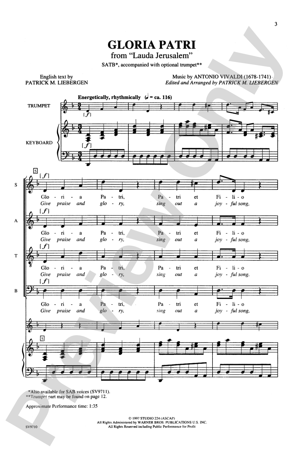 Gloria Patri (from <I>Lauda Jerusalem</I>): SATB Choral Octavo