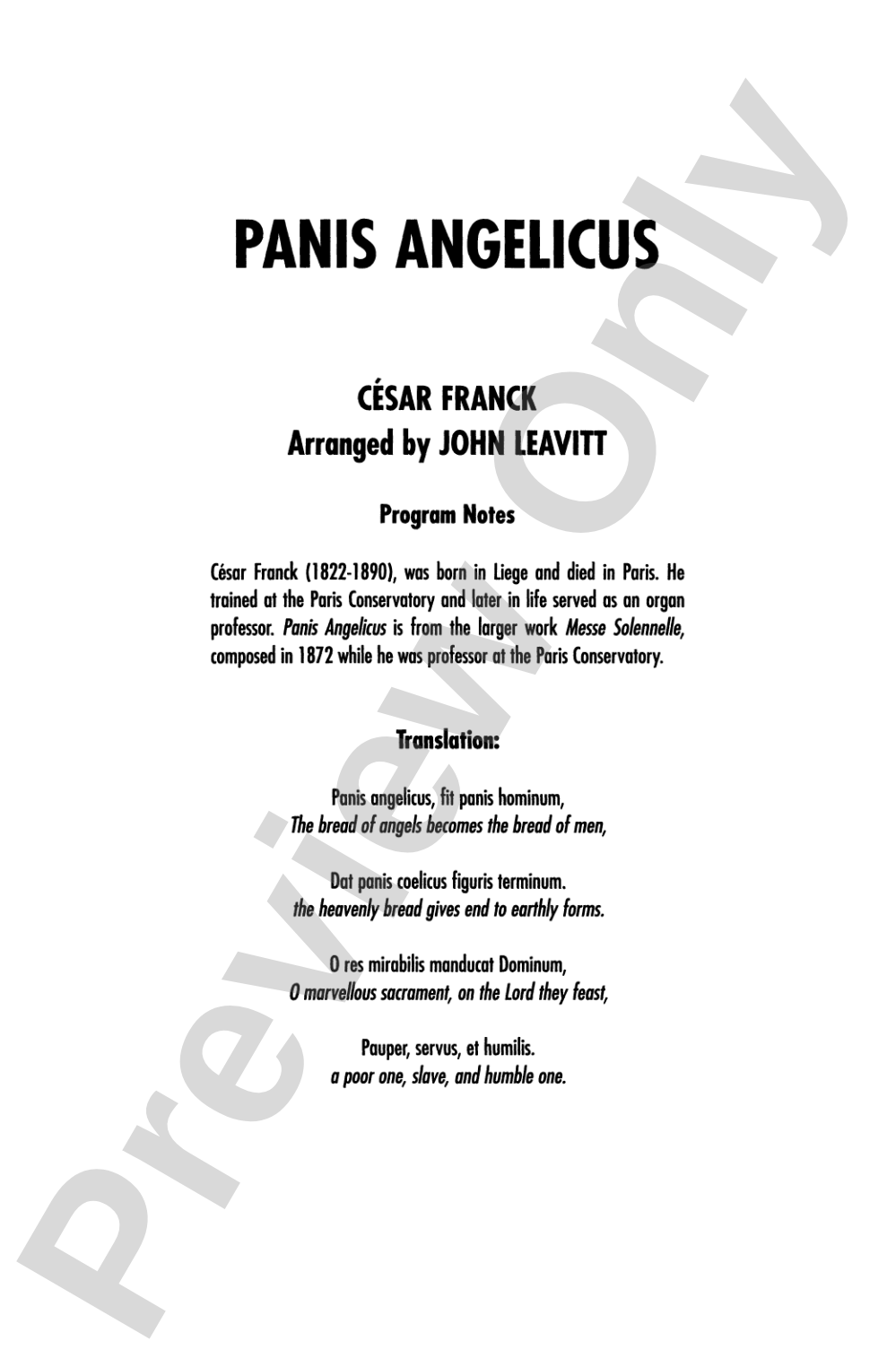 Panis Angelicus: Unison (Opt. 2-Part) Choral Octavo