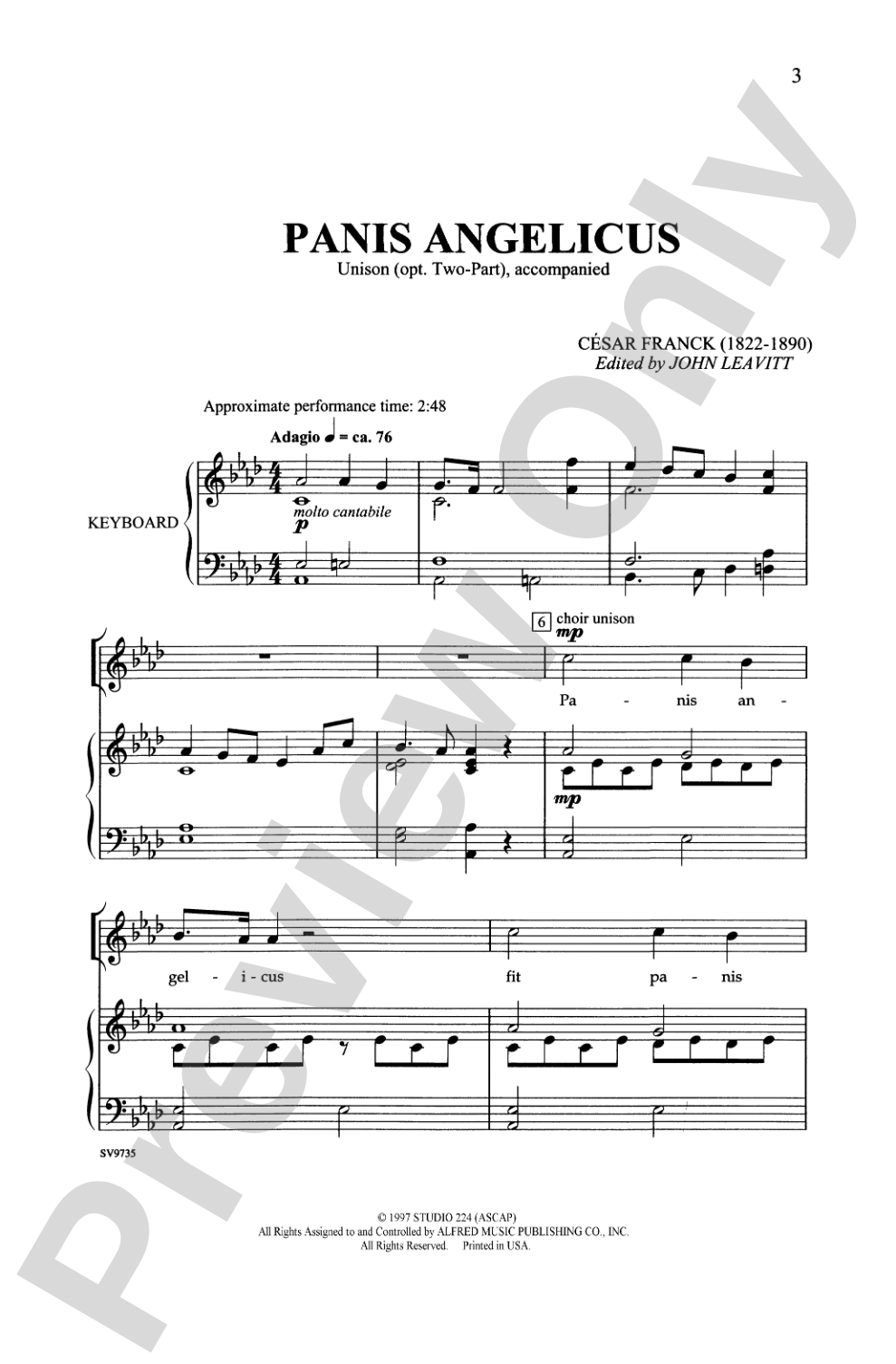 Panis Angelicus: Unison (Opt. 2-Part) Choral Octavo