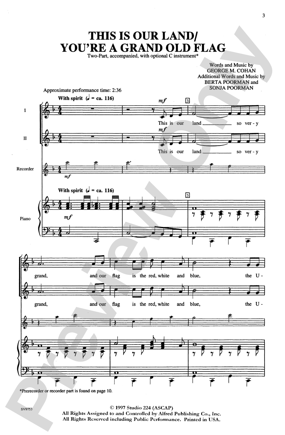 This Is Our Land / You're a Grand Old Flag: 2-Part Choral Octavo