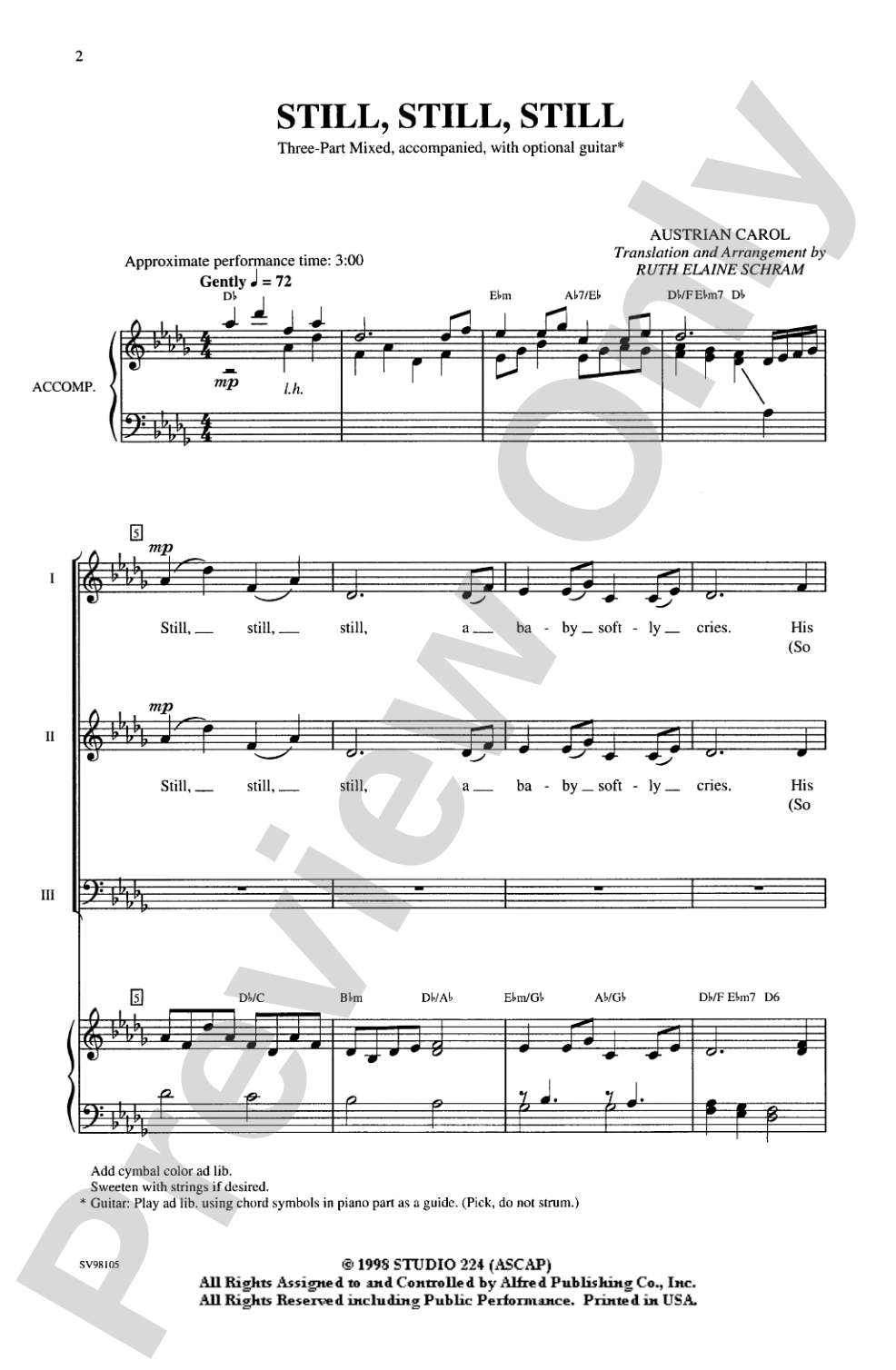 Still, Still, Still: 3-Part Mixed Choral Octavo