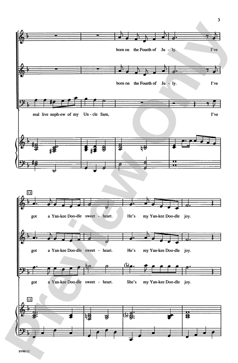 (I'm a) Yankee Doodle Dandy: 3-Part Mixed Choral Octavo