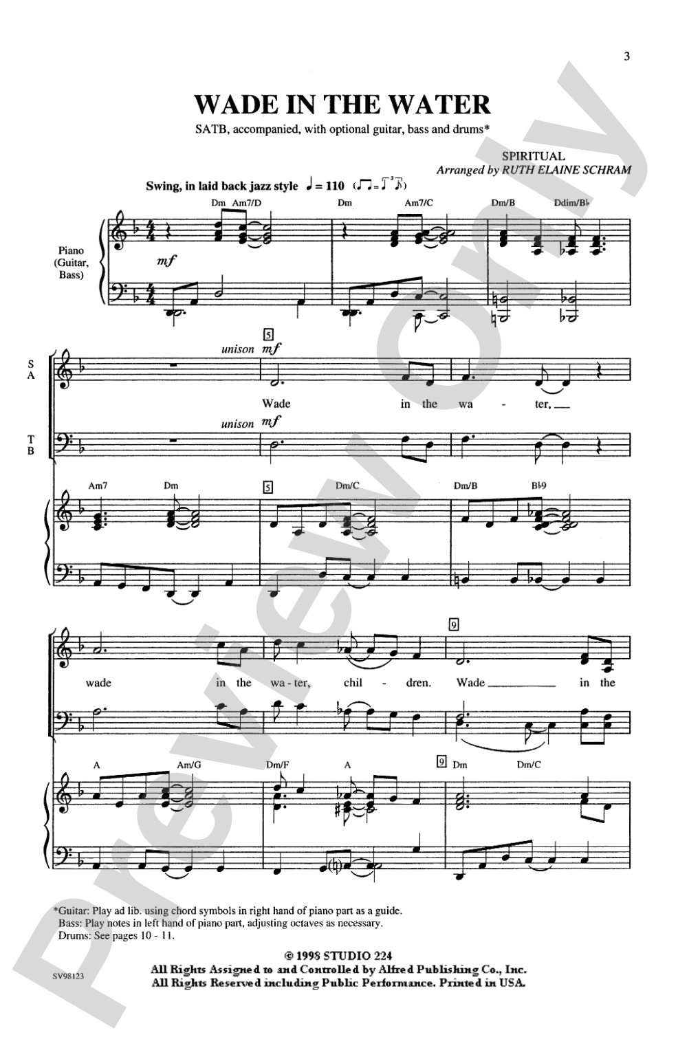 Wade in the Water: SATB Choral Octavo