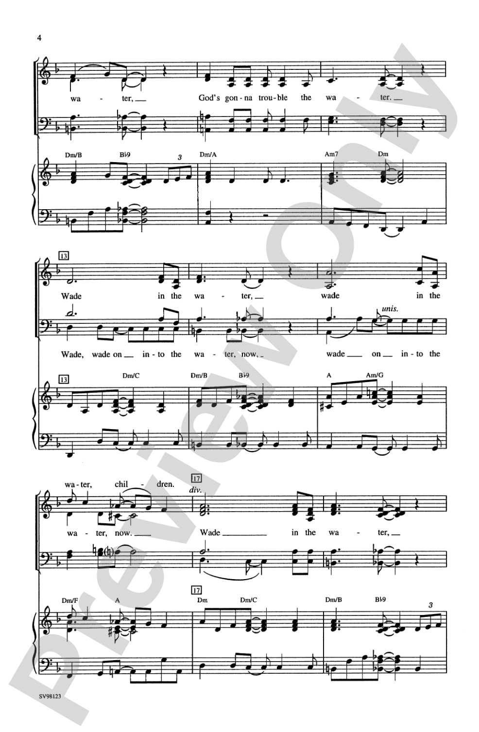 Wade in the Water: SATB Choral Octavo