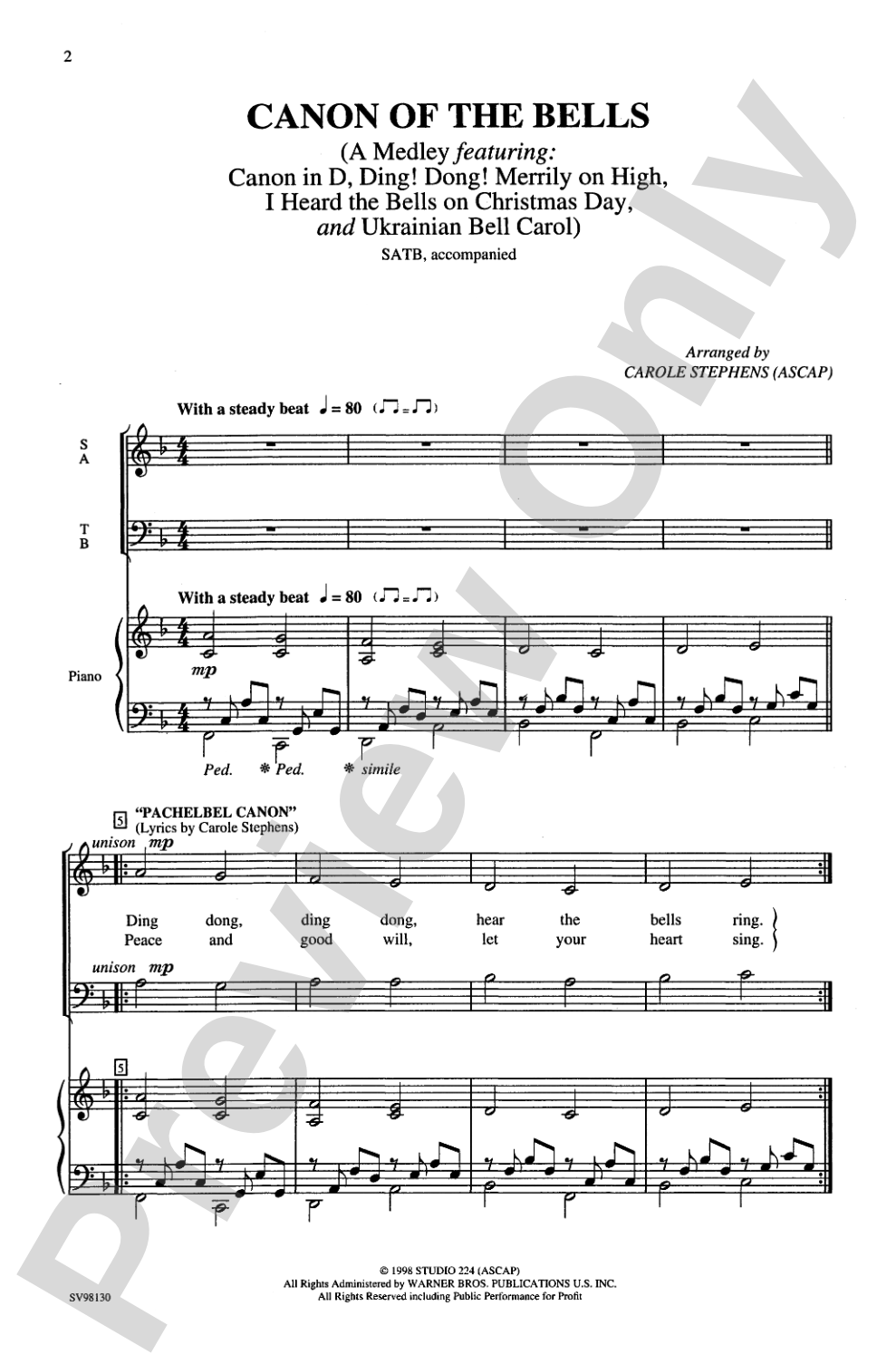 Canon of the Bells: SATB Choral Octavo