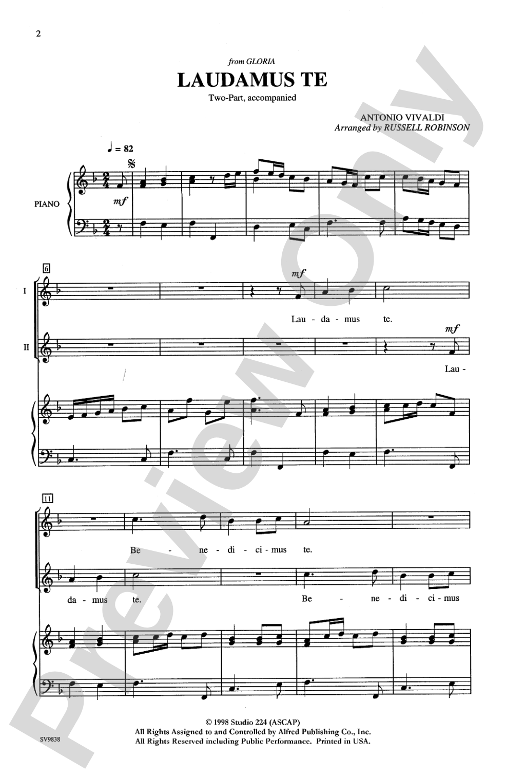 Laudamus Te (from <I>Gloria</I>): 2-Part Choral Octavo