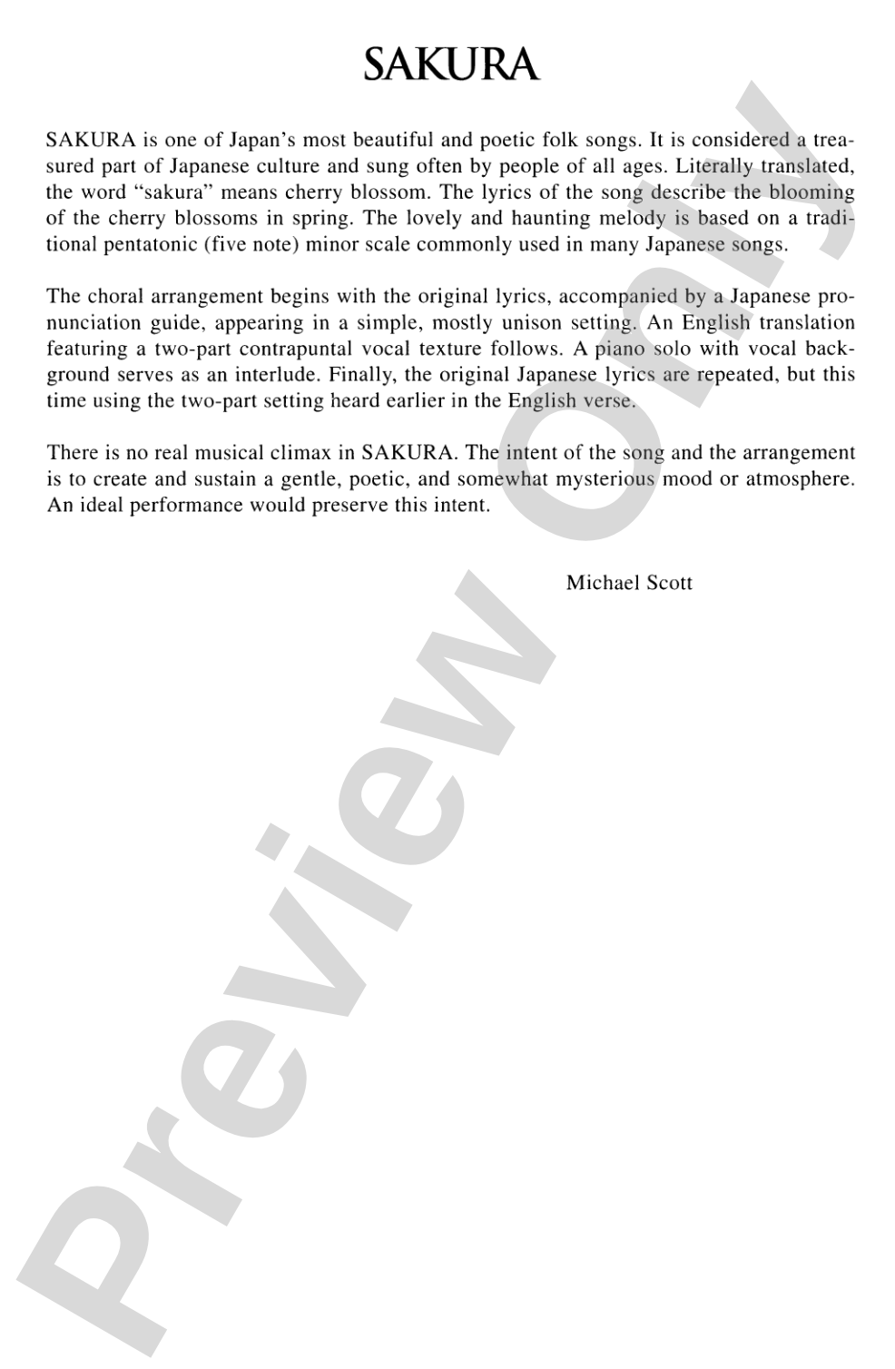 Sakura (Japanese Folk Song): SATB Choral Octavo