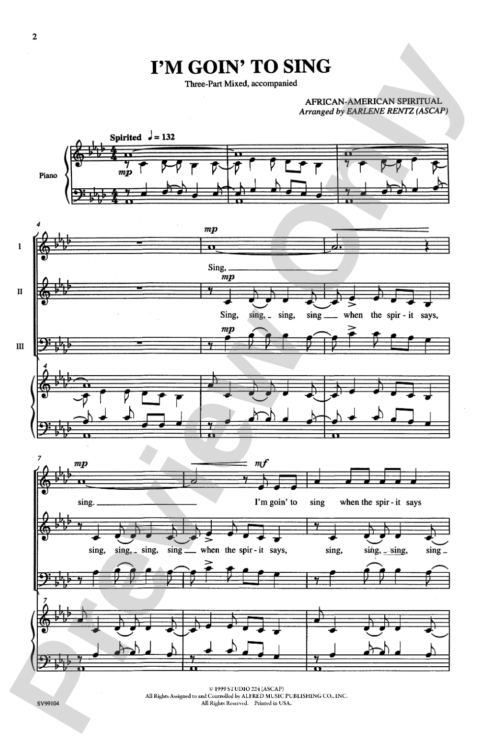 I'm Going to Sing: 3-Part Mixed Choral Octavo