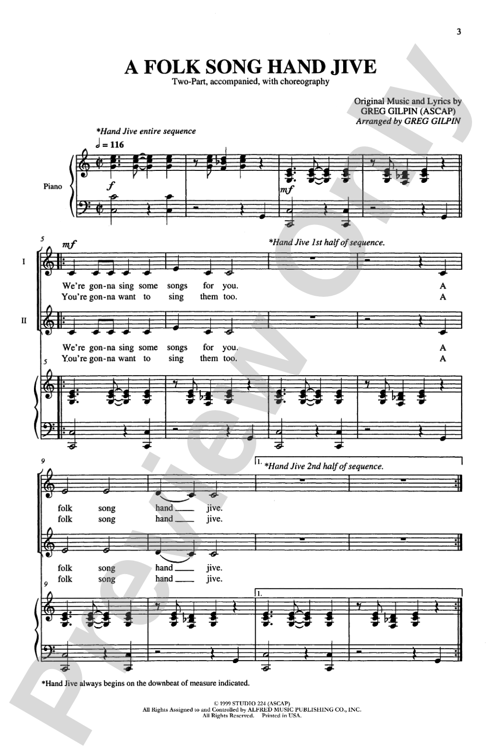 A Folk Song Hand Jive: 2-Part (with Choreography) Choral Octavo