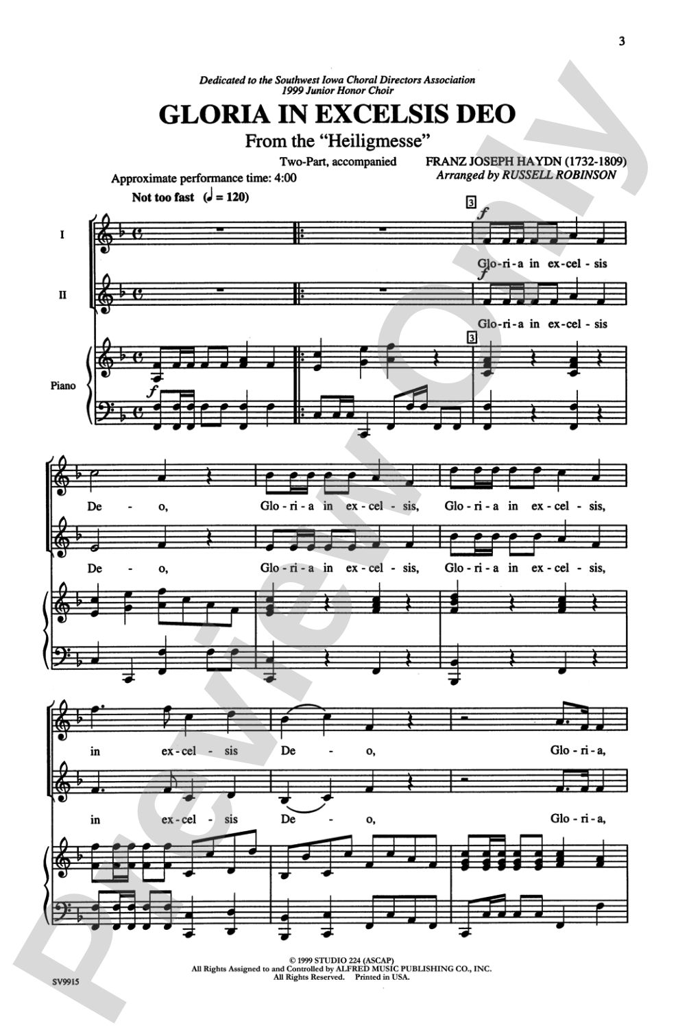 Gloria In Excelsis Deo: 2-Part Choral Octavo