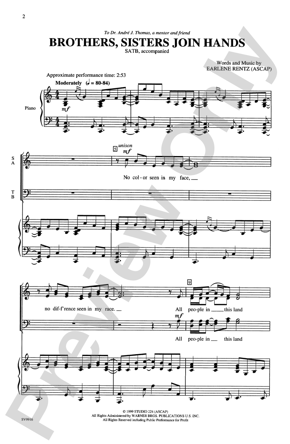 Brothers, Sisters Join Hands: SATB Choral Octavo