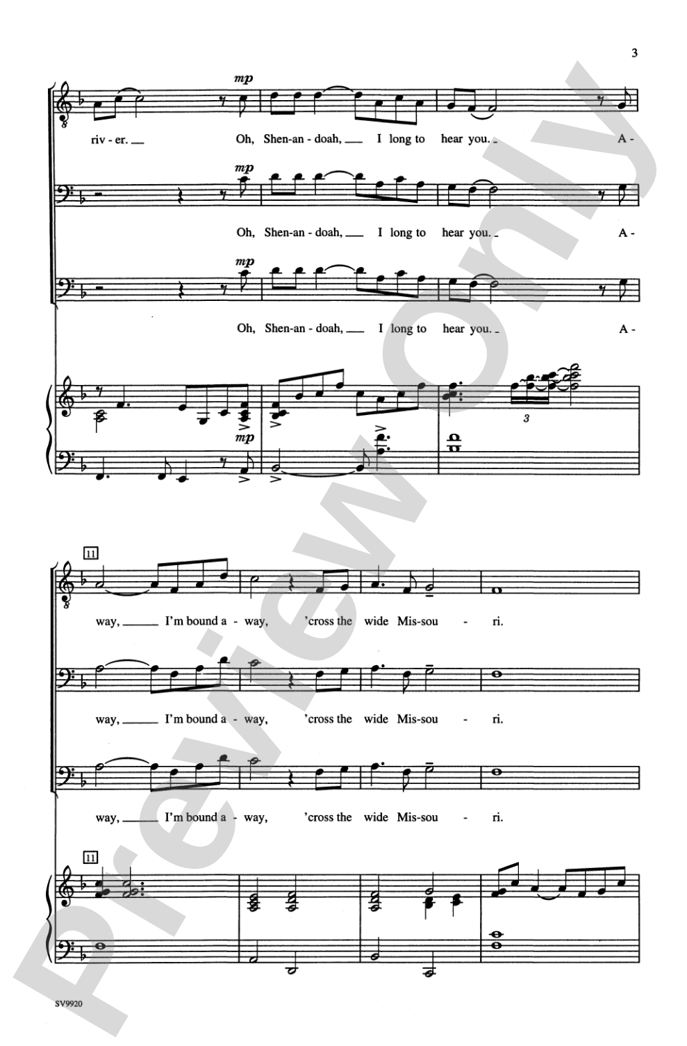 Shenandoah: TBB Choral Octavo