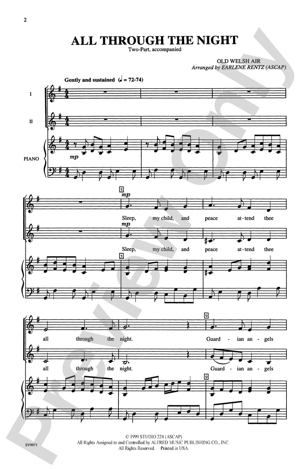 All Through the Night: 2-Part Choral Octavo
