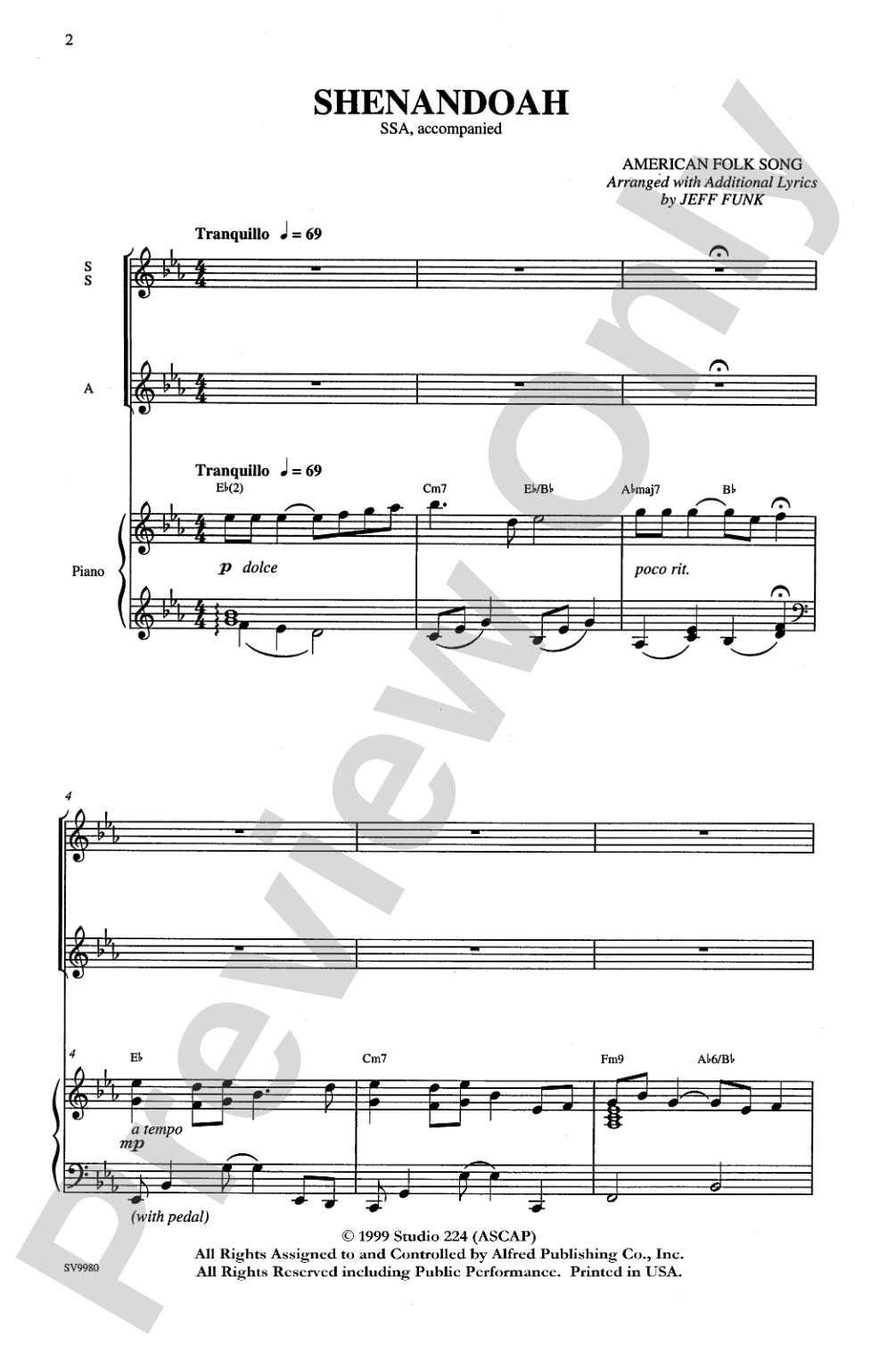 Shenandoah: SSA Choral Octavo