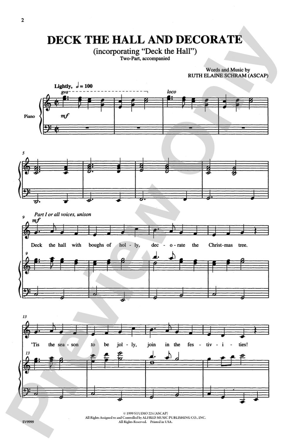 Deck the Hall and Decorate: 2-Part Choral Octavo