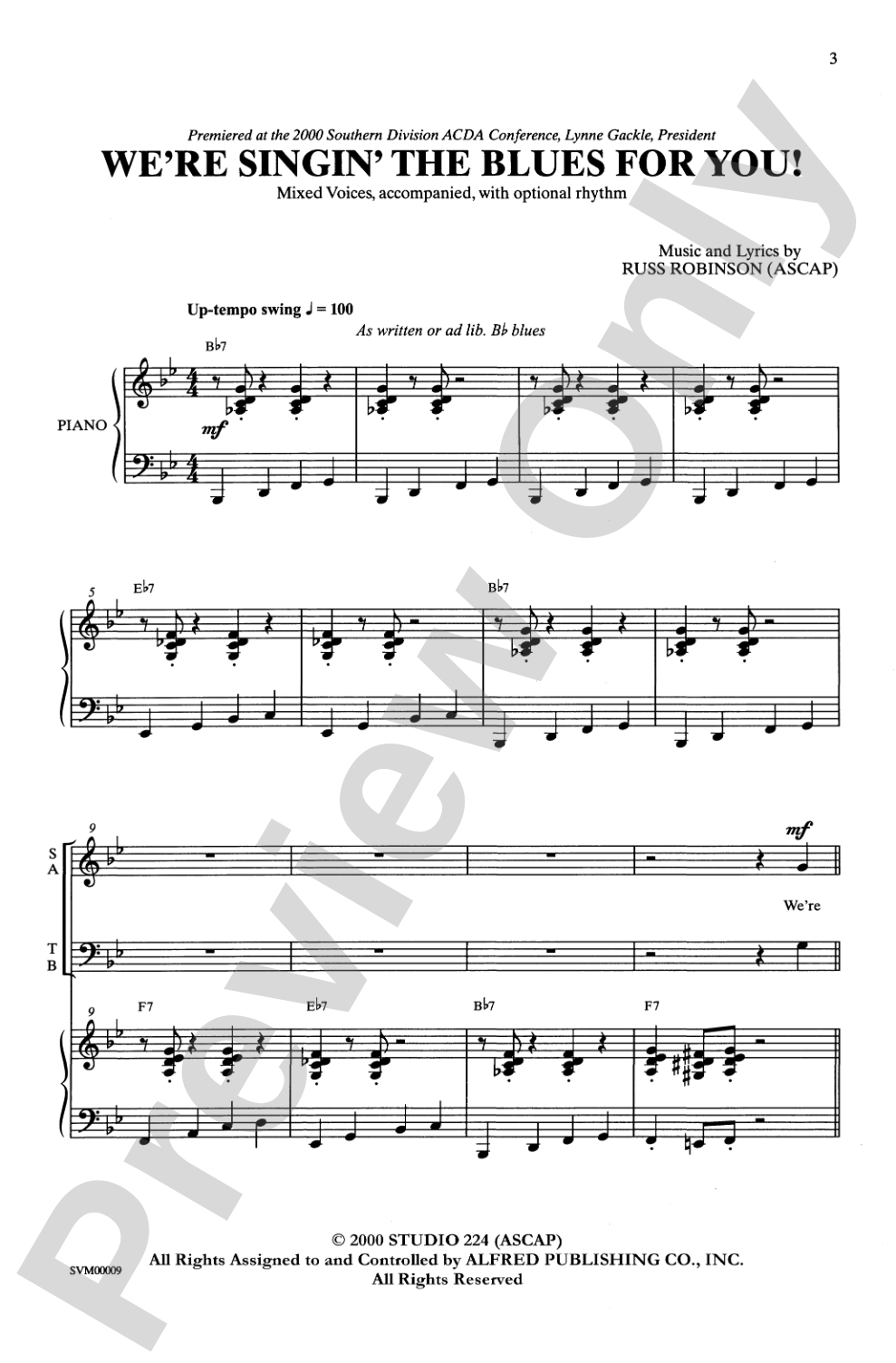 We're Singin' the Blues for You!: Mixed Voices Choral Octavo