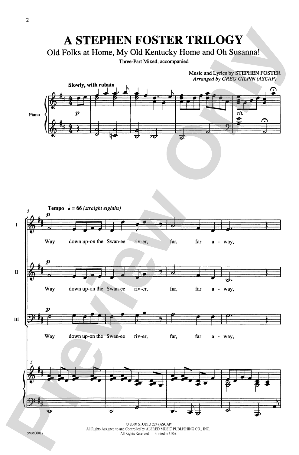 A Stephen Foster Trilogy: 3-Part Mixed Choral Octavo
