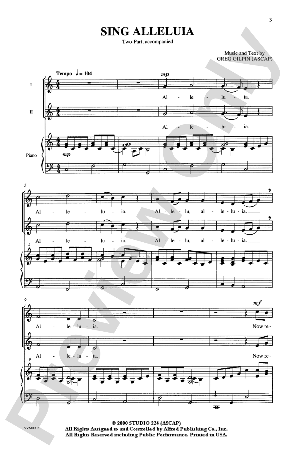 Sing Alleluia: 2-Part Choral Octavo