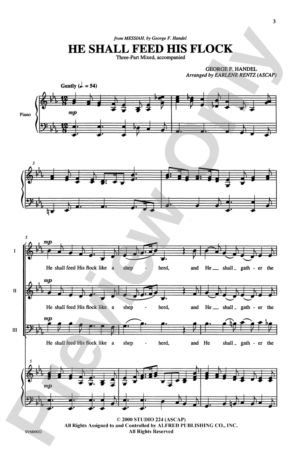 He Shall Feed His Flock: 3-Part Mixed Choral Octavo