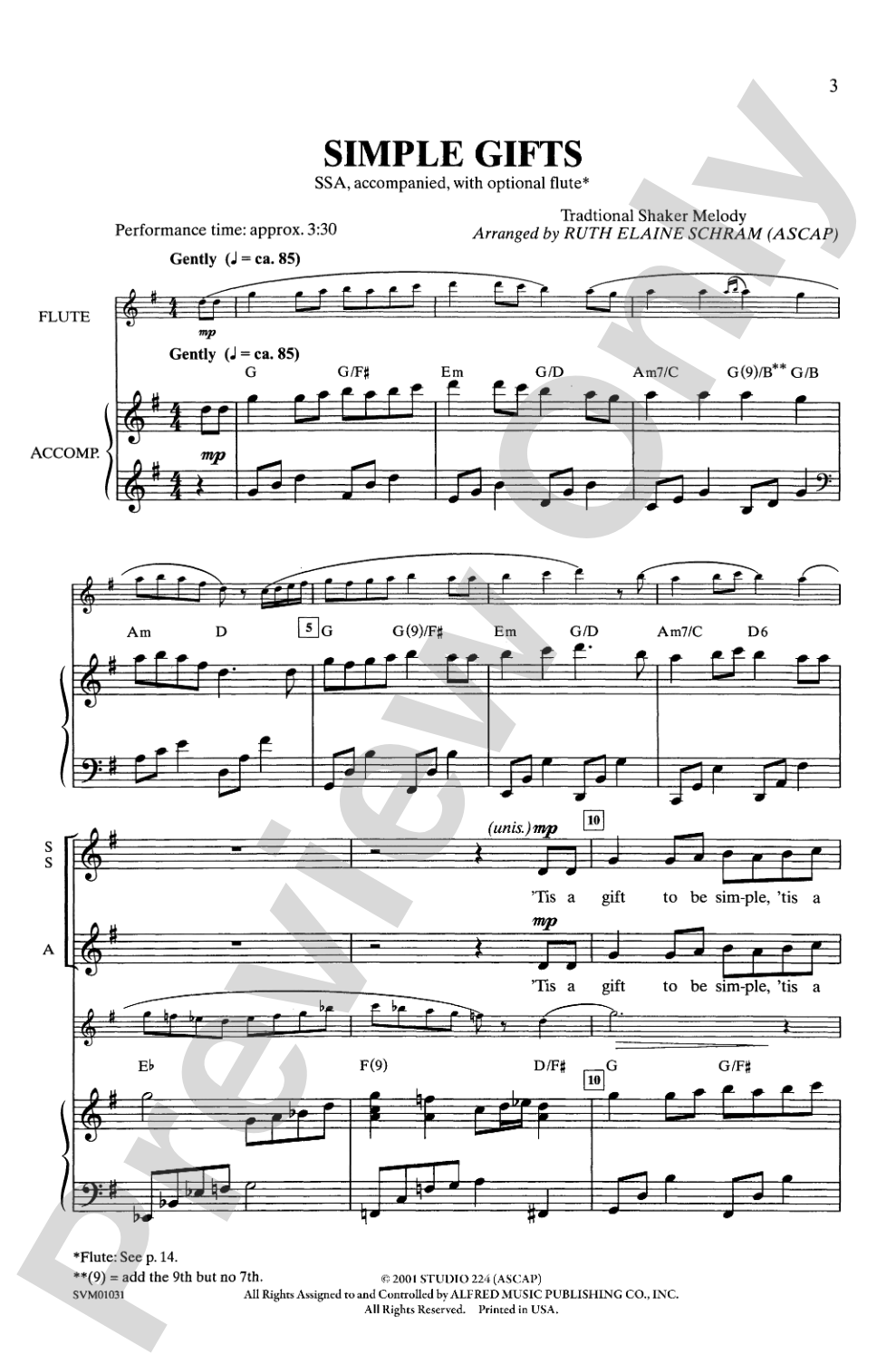 Simple Gifts: SSA Choral Octavo