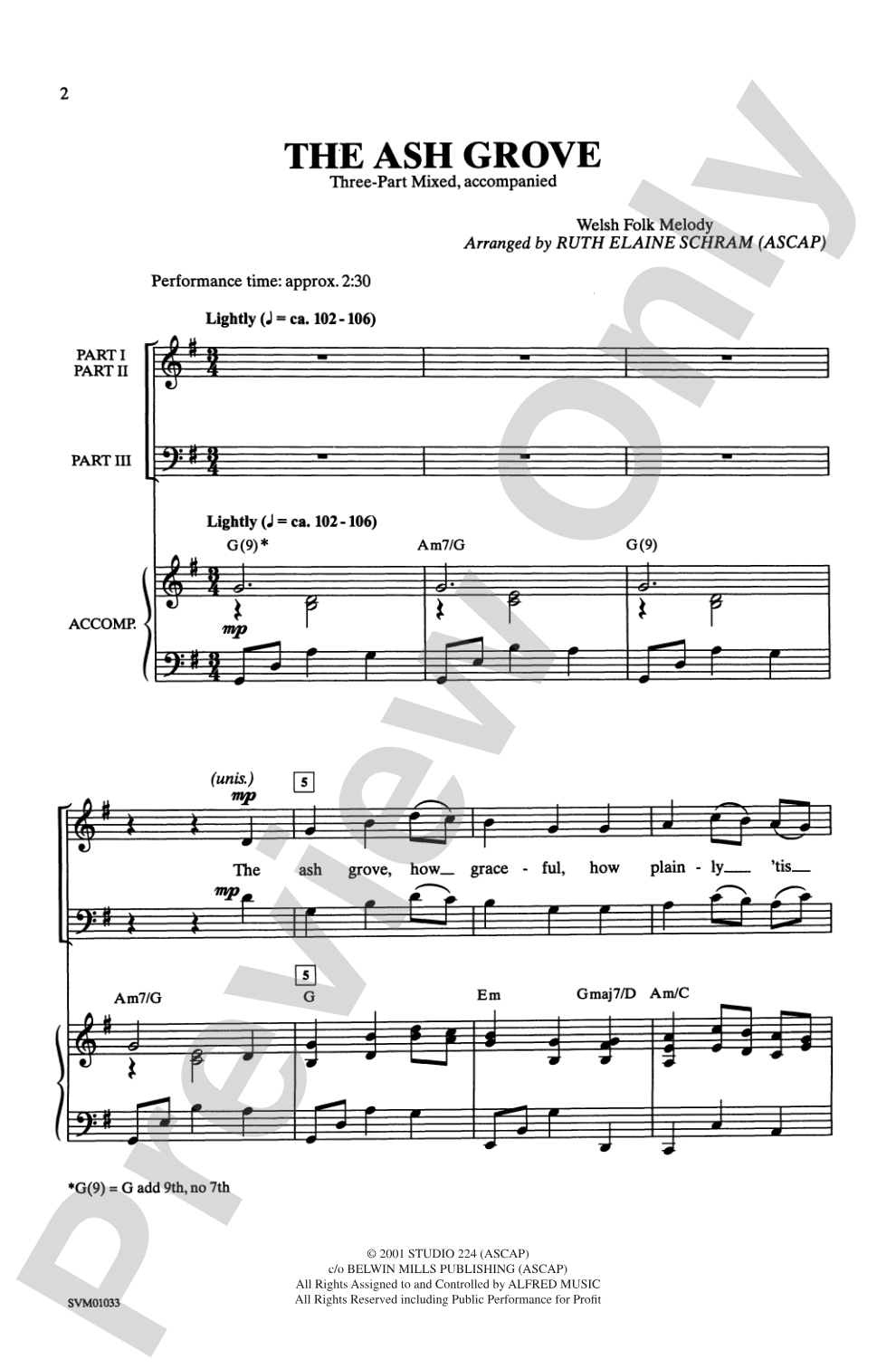 The Ash Grove: 3-Part Mixed Choral Octavo