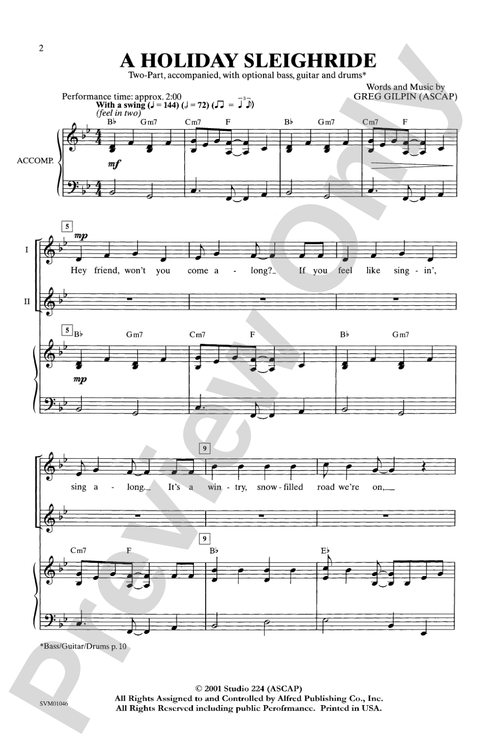 A Holiday Sleighride: 2-Part Choral Octavo