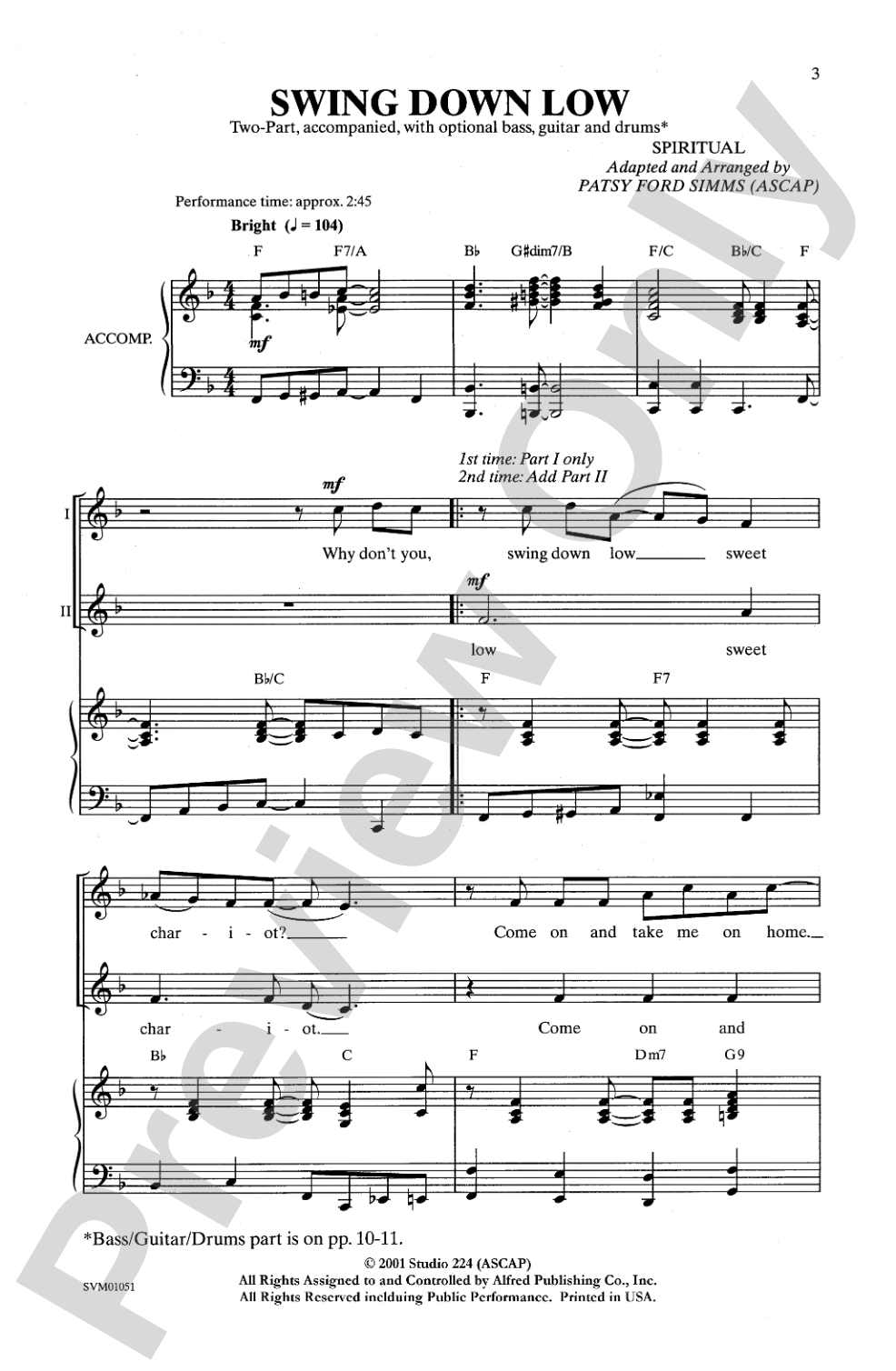 Swing Down Low: 2-Part Choral Octavo