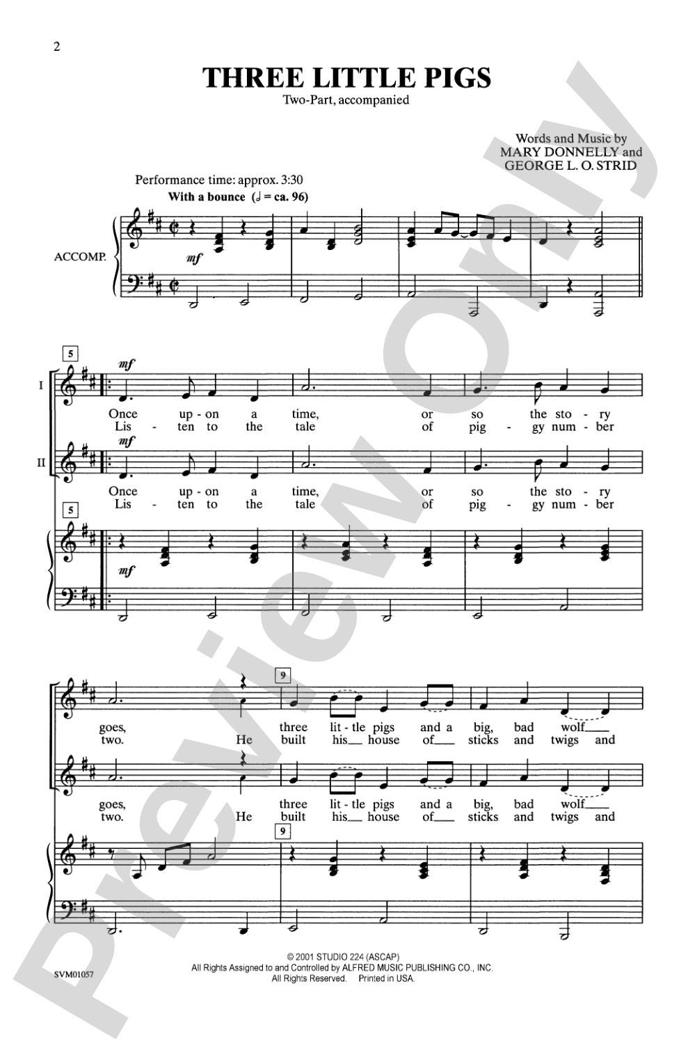 Three Little Pigs: 2-Part Choral Octavo
