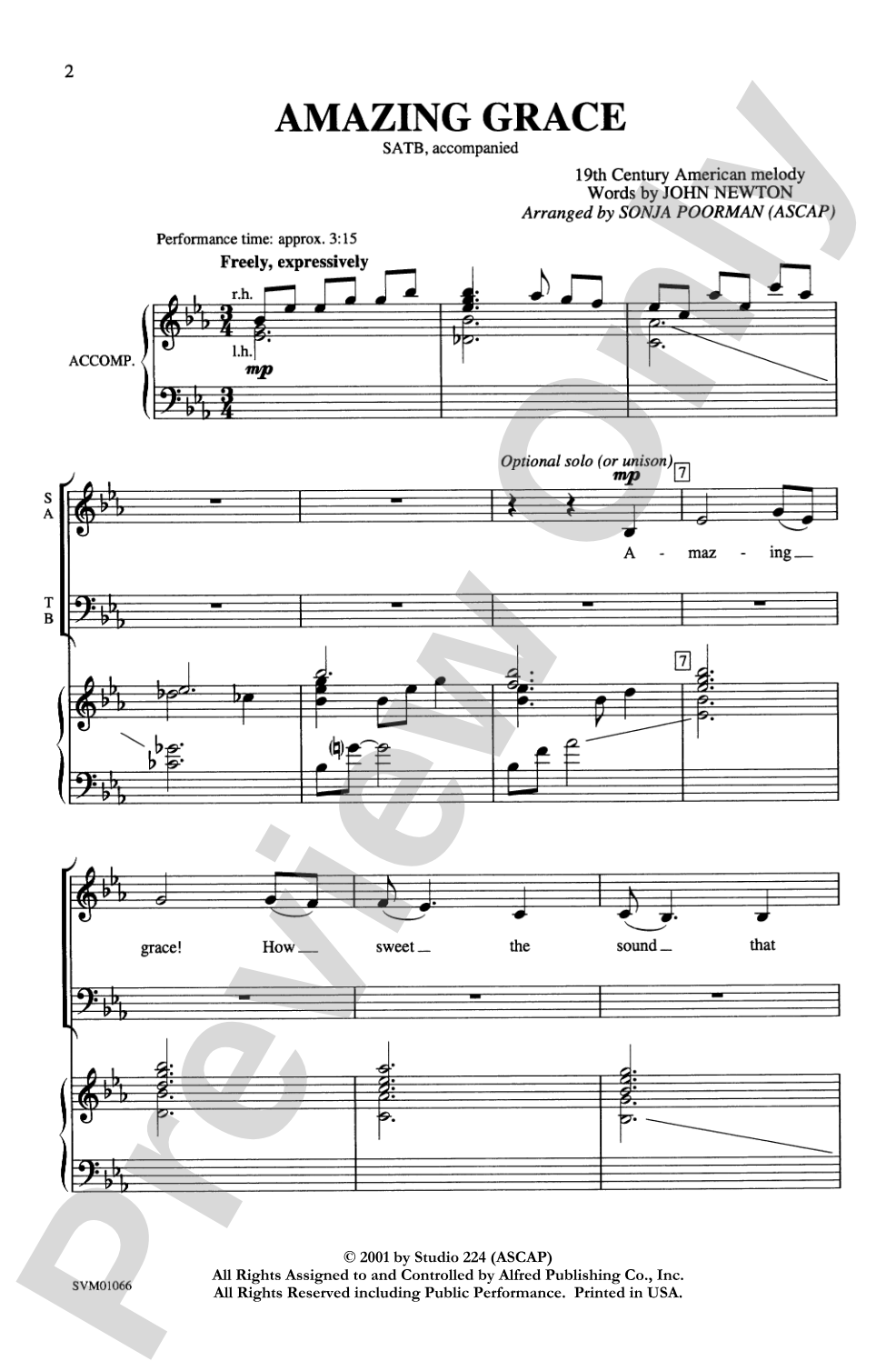 Amazing Grace: SATB Choral Octavo
