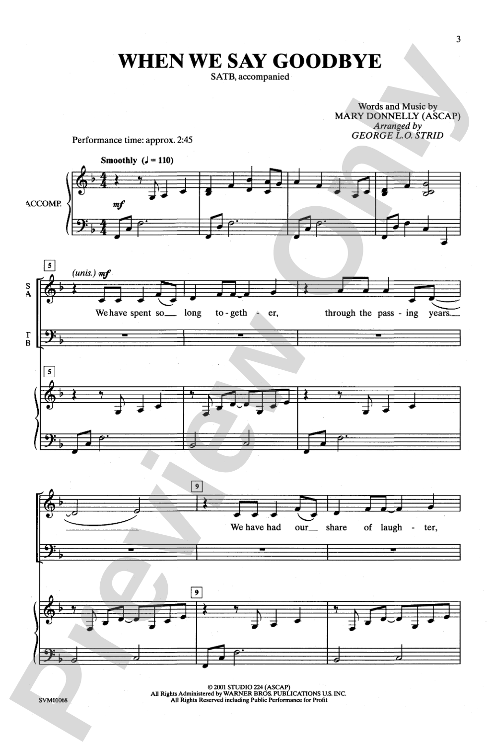 When We Say Goodbye: SATB Choral Octavo