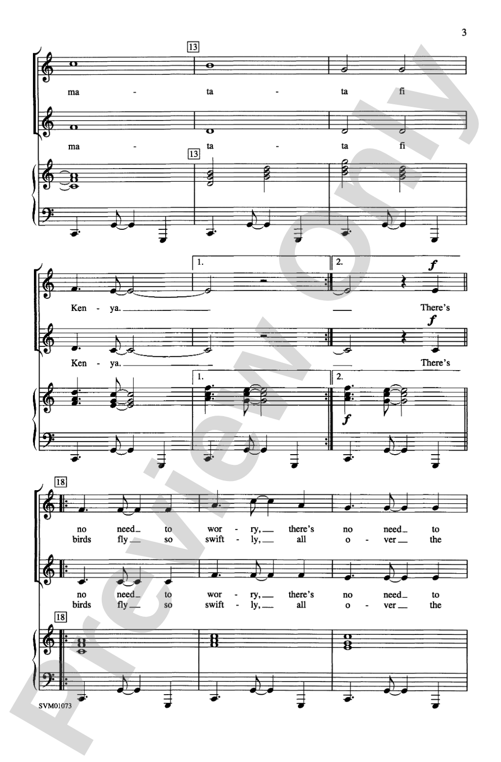Hakuna Matata Fi Kenya (No Troubles in Kenya): 2-Part Choral Octavo