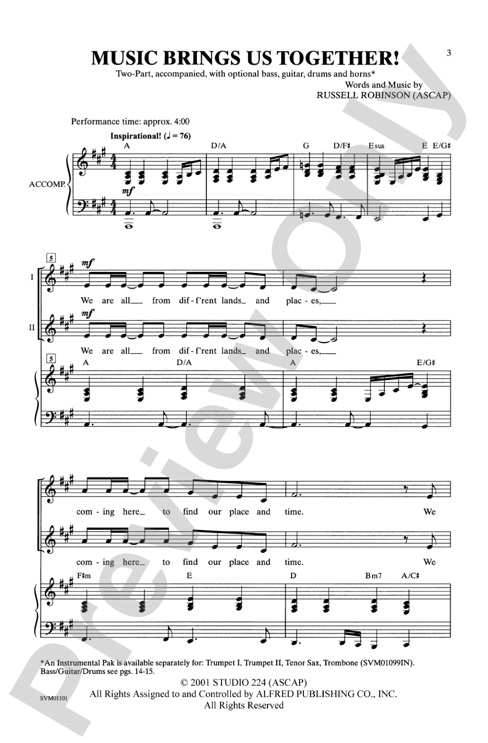 Music Brings Us Together!: 2-Part Choral Octavo