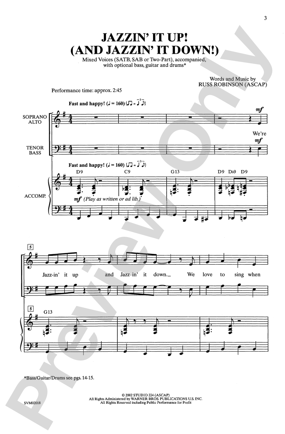 Jazzin' It Up! (And Jazzin' It Down): Mixed Voices (SATB, SAB, or 2-Part) Choral Octavo