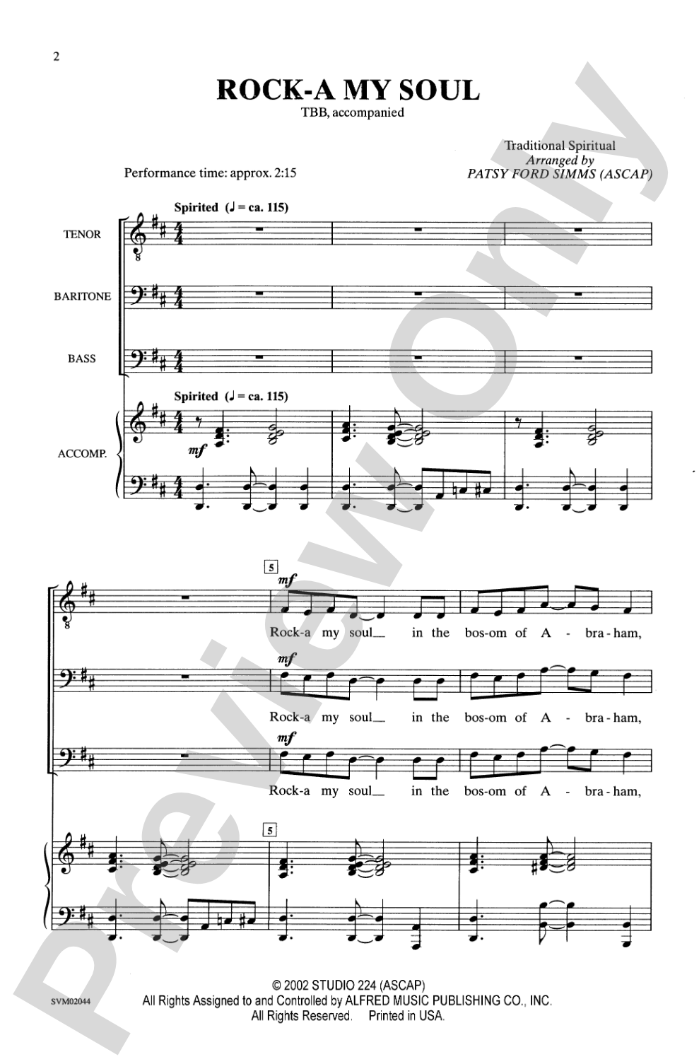 Rock-a My Soul: TBB Choral Octavo