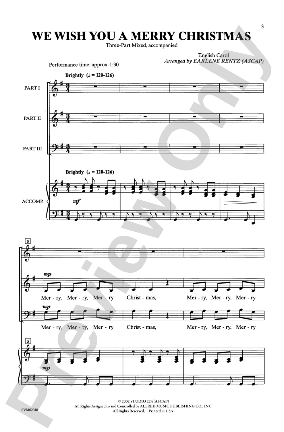 We Wish You a Merry Christmas: 3-Part Mixed Choral Octavo
