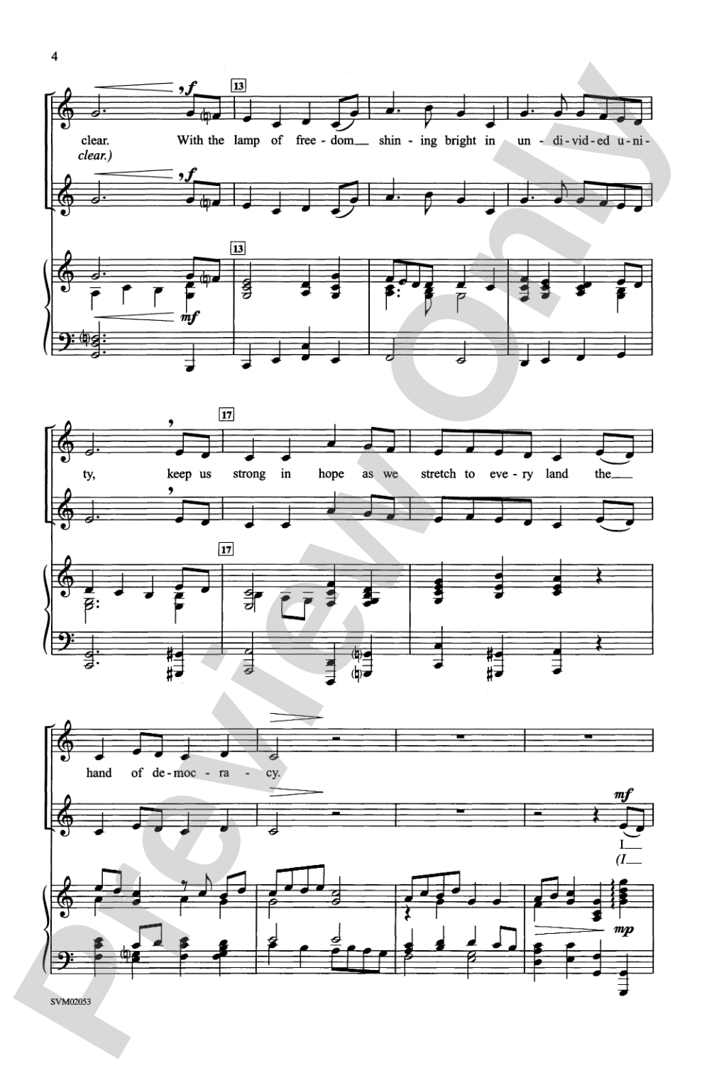 I Sing a Song for America (I Sing a Prayer for America): SSA Choral Octavo