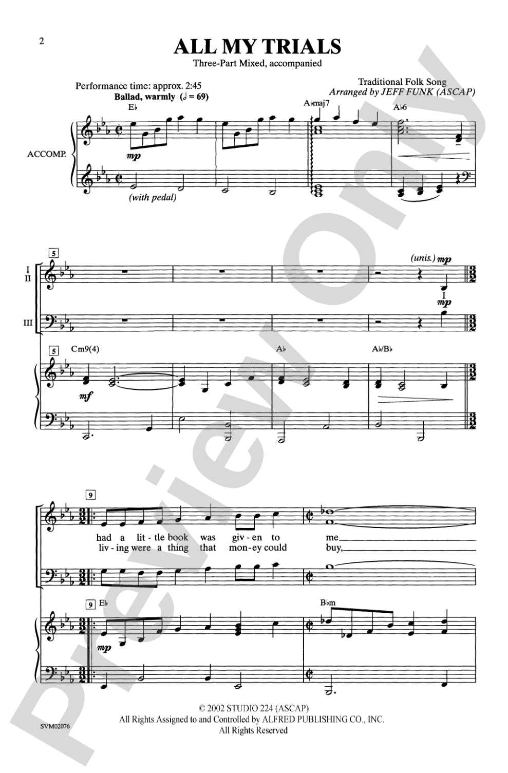 All My Trials: 3-Part Mixed Choral Octavo