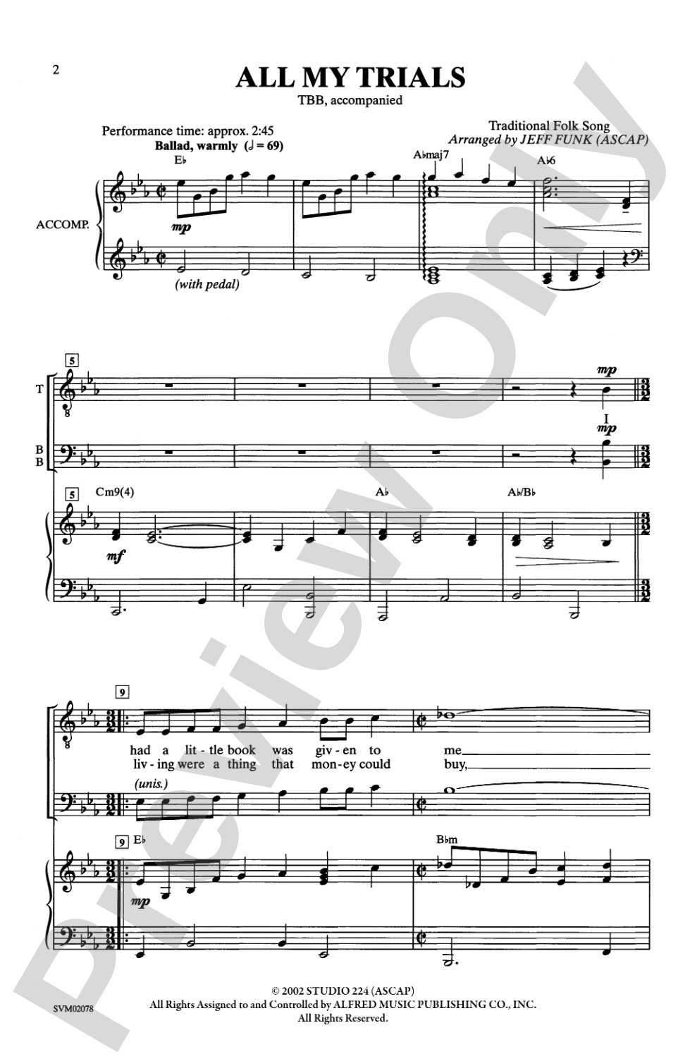 All My Trials: TBB Choral Octavo