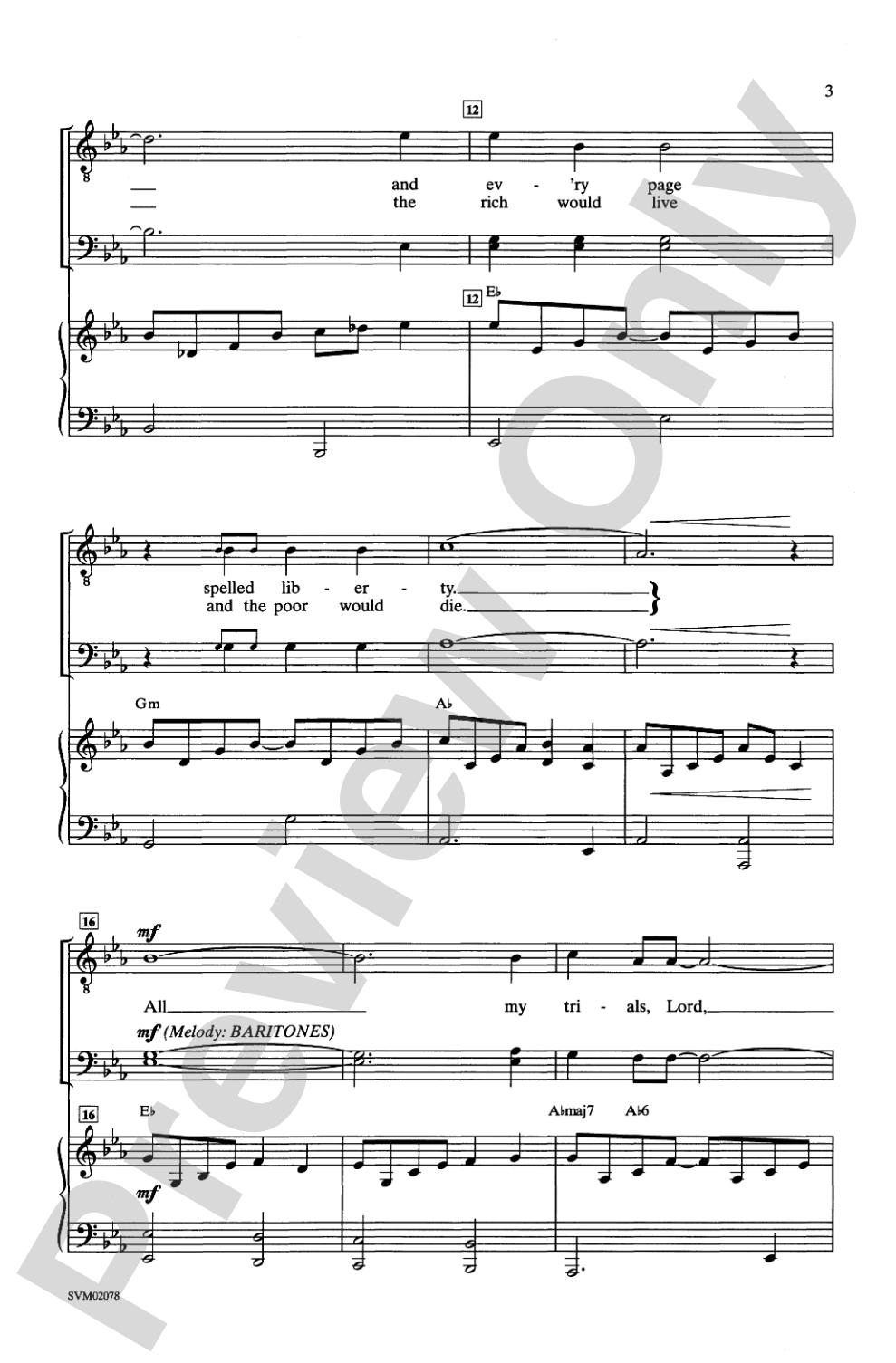 All My Trials: TBB Choral Octavo