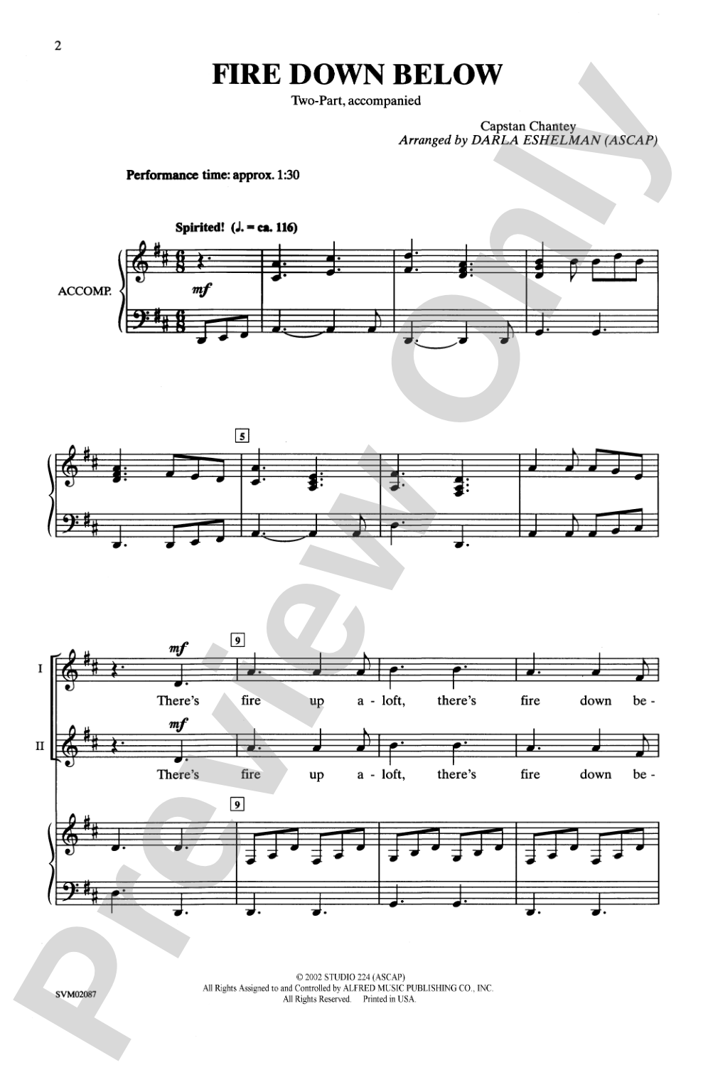 Fire Down Below: 2-Part Choral Octavo