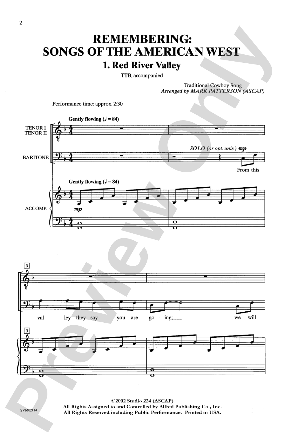 Remembering: Songs of the American West: TTB Choral Octavo