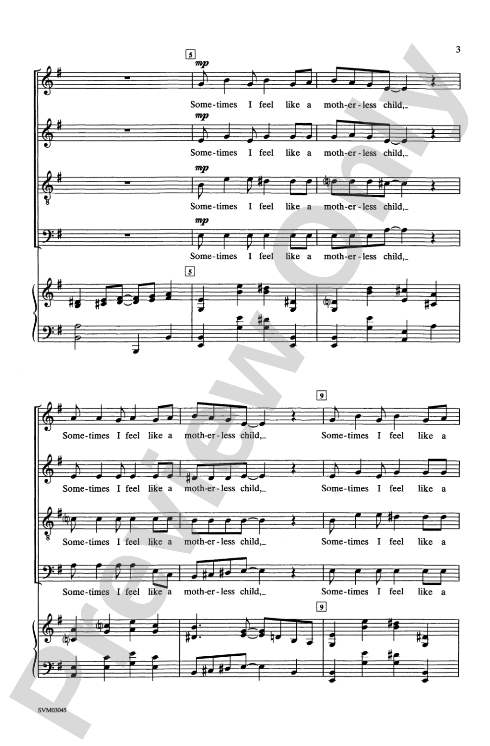 Sometimes I Feel Like a Motherless Child: SATB Choral Octavo