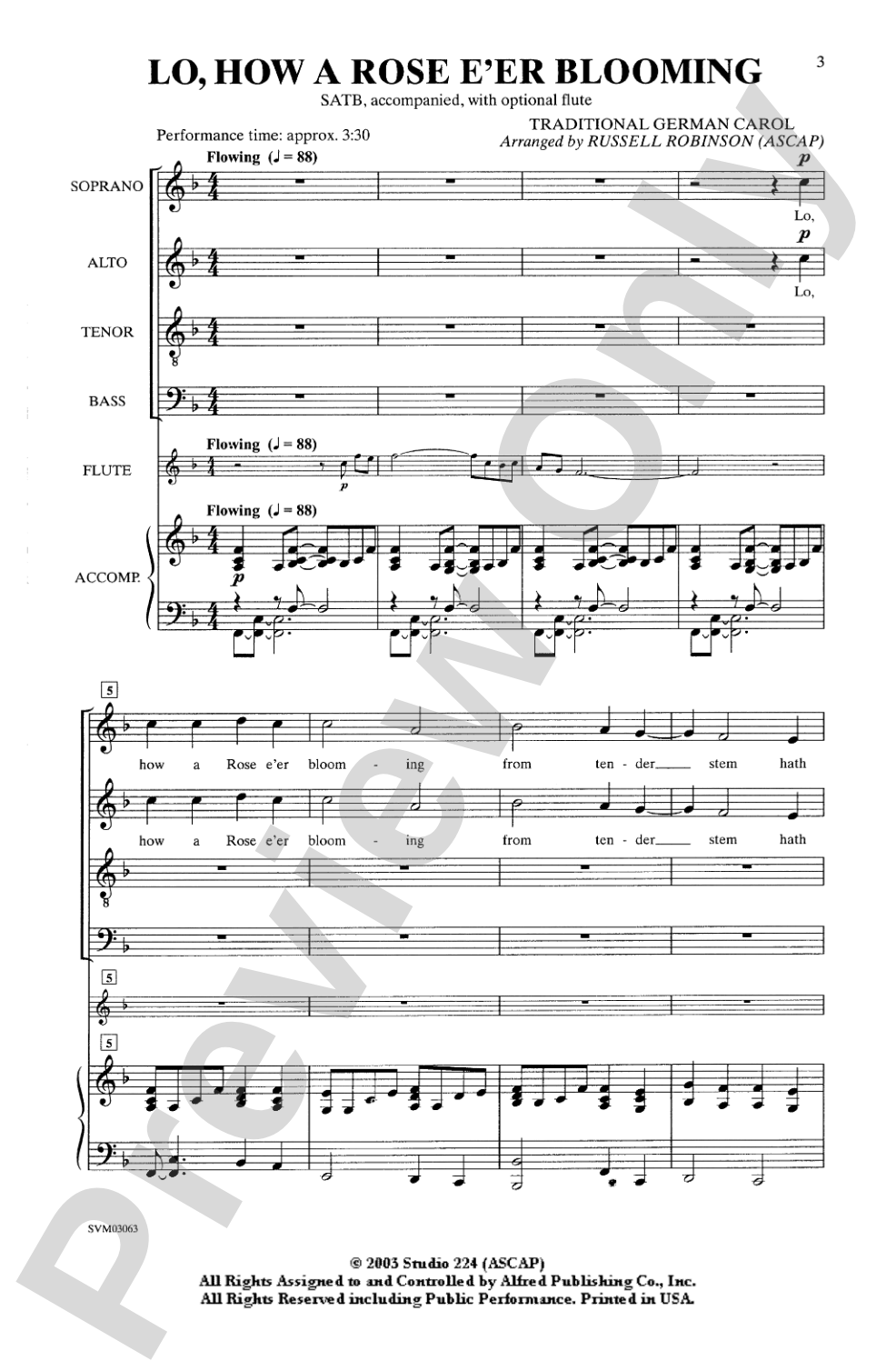 Lo, How a Rose E'er Blooming: SATB Choral Octavo