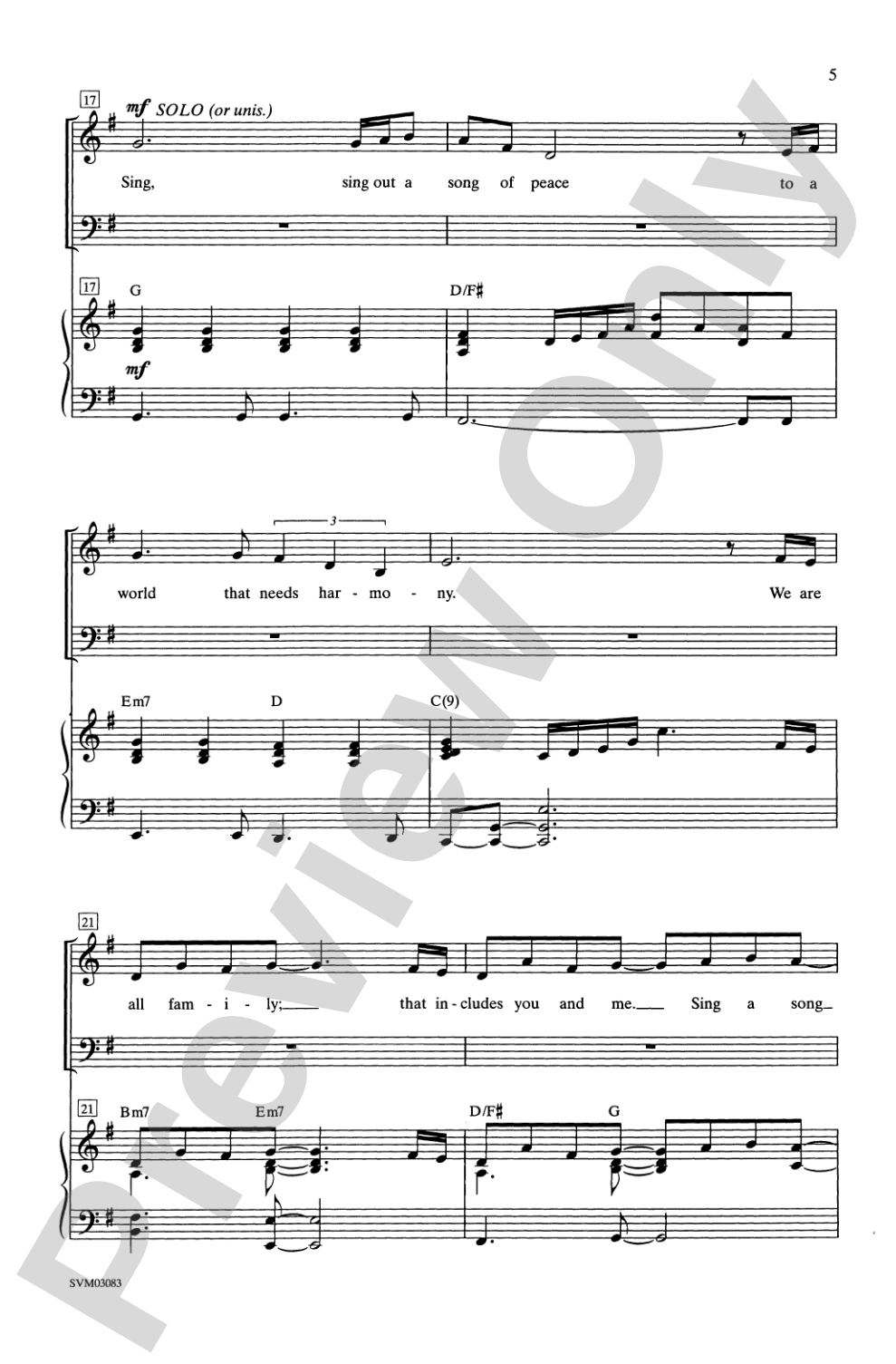 Sing Out a Song of Peace: 3-Part Mixed Choral Octavo
