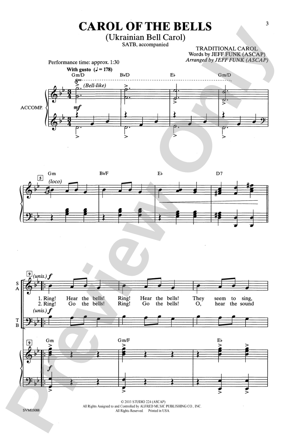 Carol of the Bells (Ukrainian Bell Carol): SATB Choral Octavo