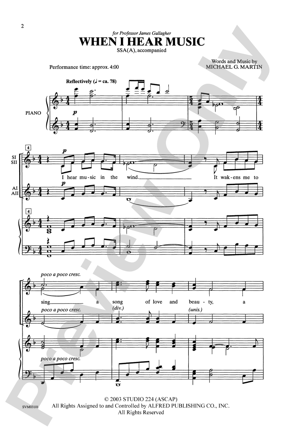 When I Hear Music: SSA Choral Octavo